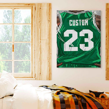 Boston Celtics Jersey Custom Canvas Print Wall Art for Boy Girl Men Women Basketball Personalized Canvas Art